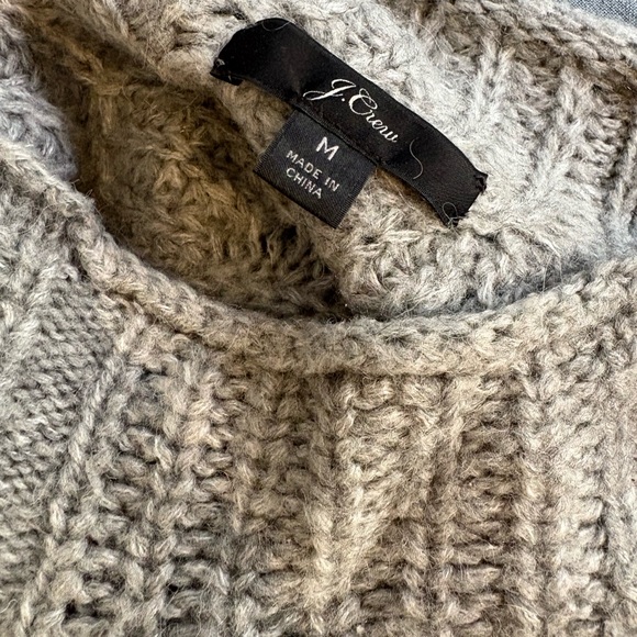 J. Crew Light Gray Cable Knit Rollneck Sweater - Picture 2 of 3